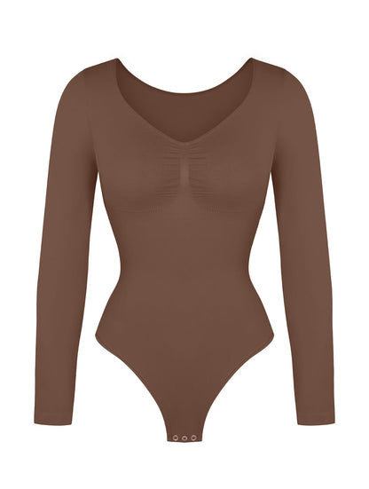 Body ajustado de manga larga con fruncido