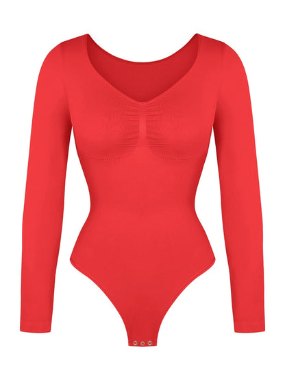 Body ajustado de manga larga con fruncido