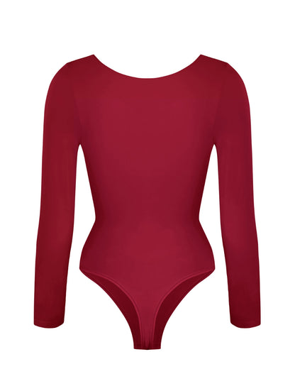 Body ajustado de manga larga con fruncido