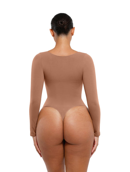 Body ajustado de manga larga con fruncido