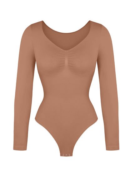 Body ajustado de manga larga con fruncido